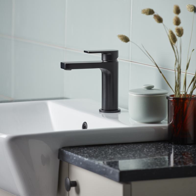 Act Black Basin Mixer Water off Lifestyle