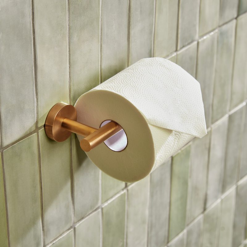 Capital Brass toilet roll holder with toilet roll lifestyle Capital Brass toilet roll holder with toilet roll lifestyle