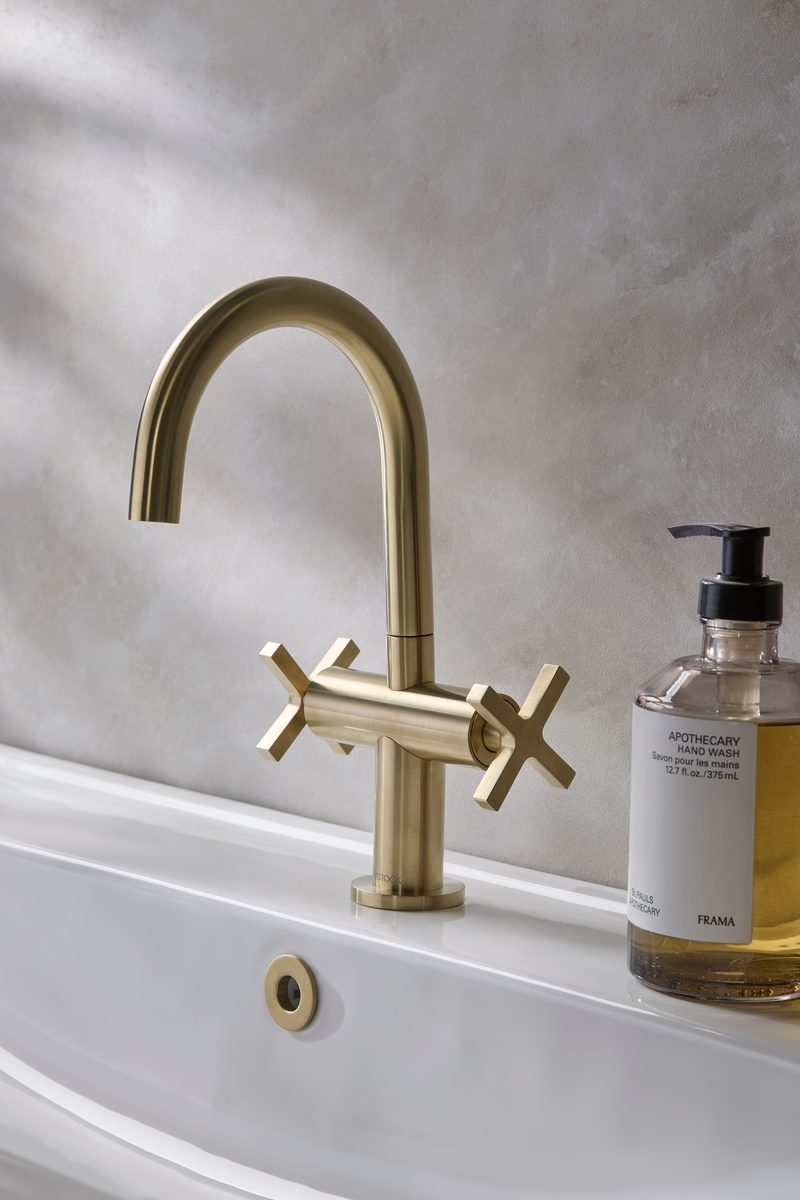 Cohort Cross Brushed Brass Basin Mixer Lifestyle 4 Cohort Cross Brushed Brass Basin Mixer Lifestyle 4