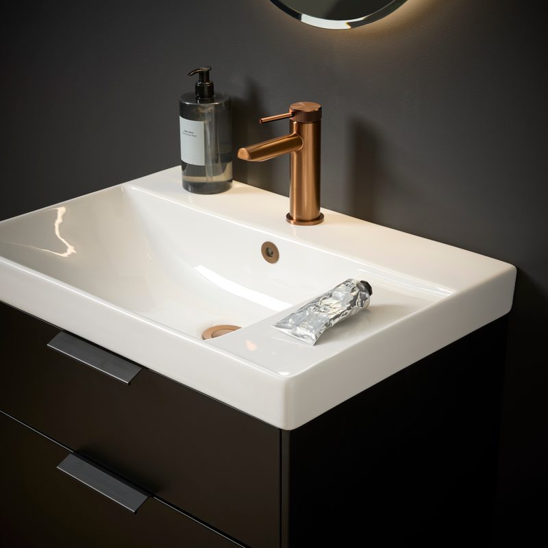 Faber Black Unit with Bronze Basin Mixer Lifestyle 0379 Faber Black Unit with Bronze Basin Mixer Lifestyle 0379