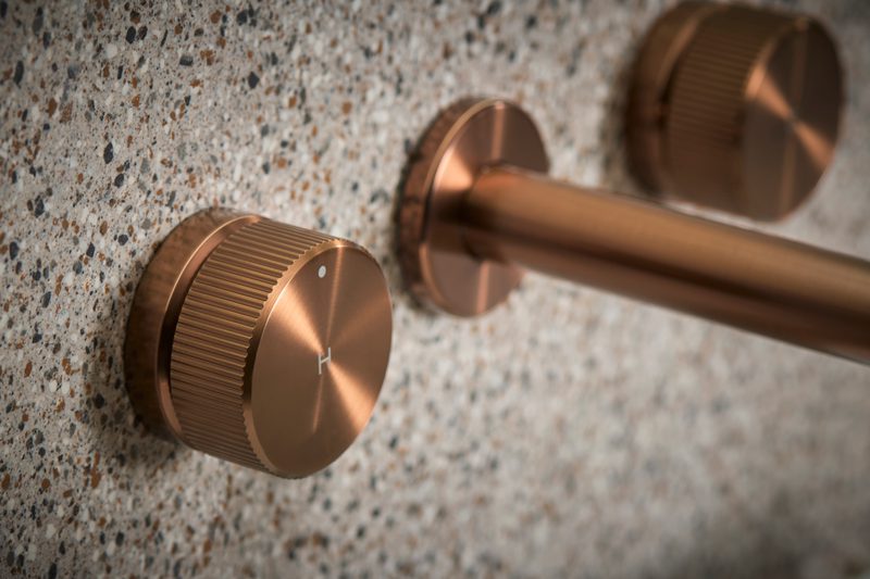Faber Wall Mounted Basin Mixer Bronze Detail Faber Wall Mounted Basin Mixer Bronze Detail