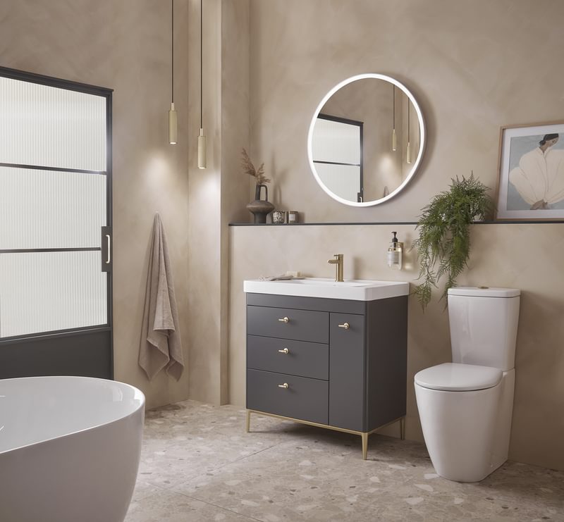Fairmont Matt Carbon With Brass Legs and Lights Lifestyle Fairmont Matt Carbon With Brass Legs and Lights Lifestyle