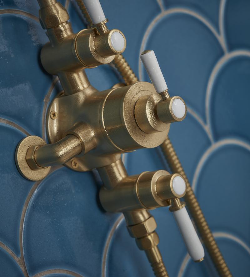 Halcyon Exposed Brushed Brass Valve Detail