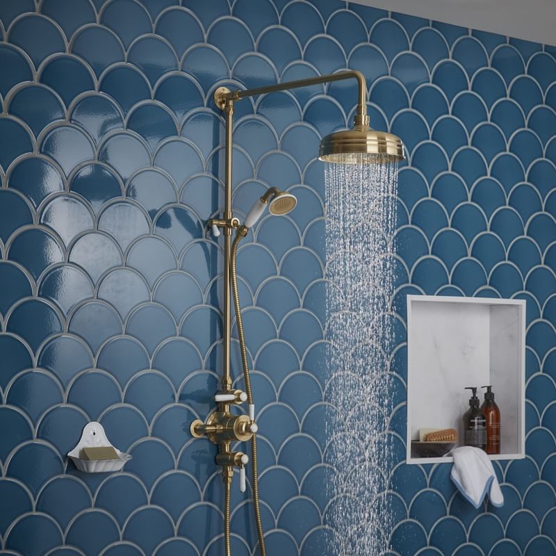 Halcyon Exposed Brushed Brass Water On Lifestyle Halcyon Exposed Brushed Brass Water On Lifestyle