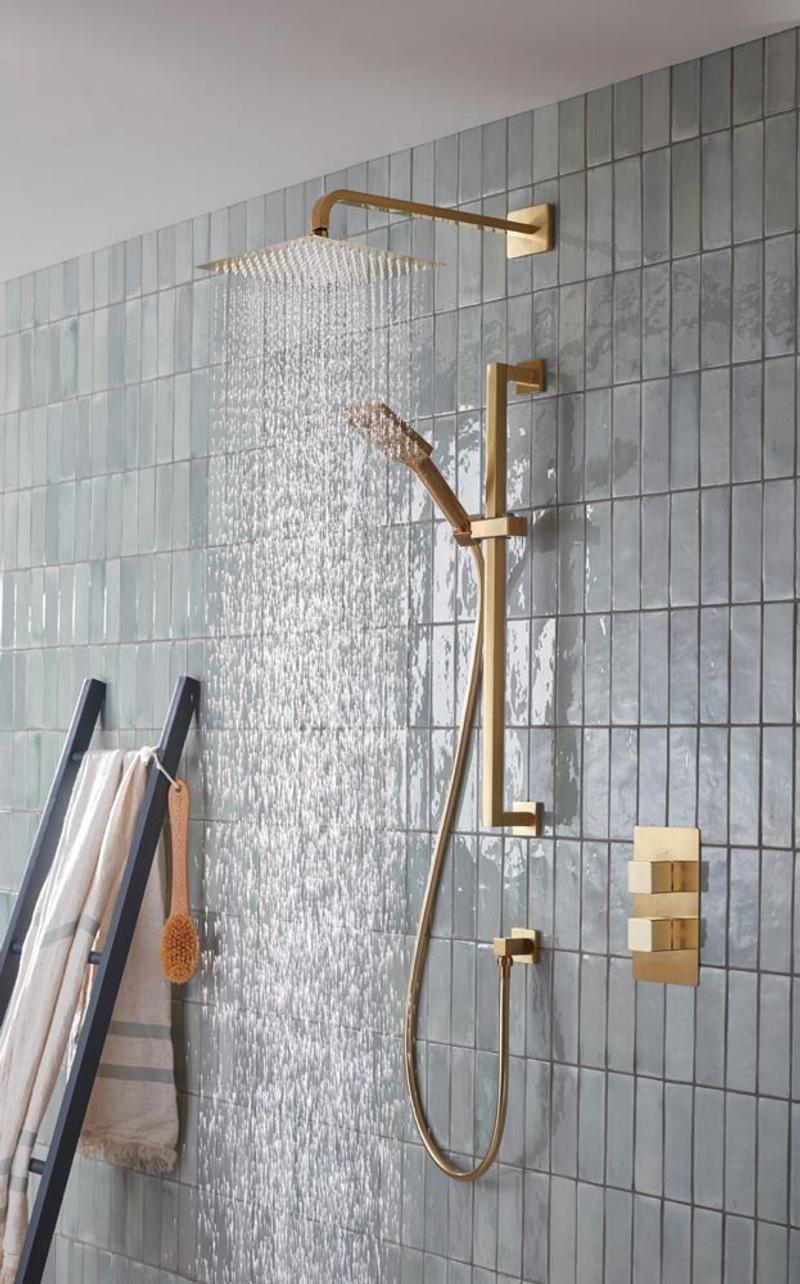 Index Brushed Brass Concealed Shower Water On Lifestyle