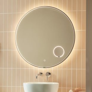 Loop Mirror vanity in position lifestyle2 Loop Mirror vanity in position lifestyle2