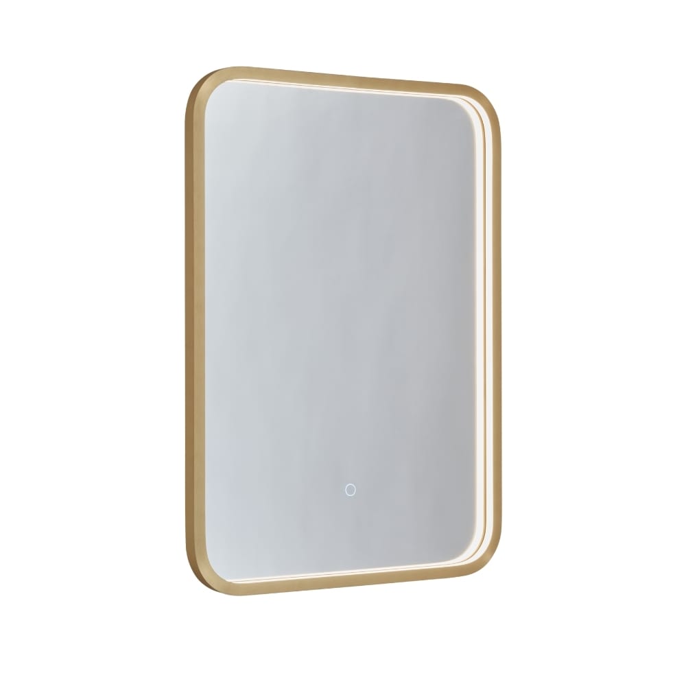 Studio image of a mirror with a wooden frame