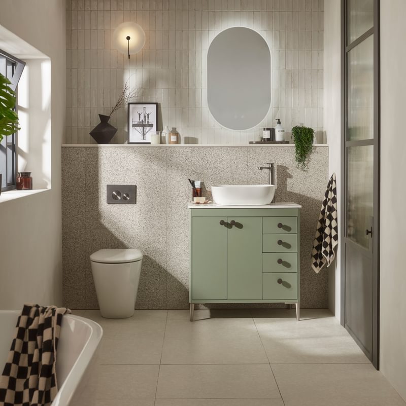 Paragon Aloe Green 800mm Four Drawer On Lifestyle Paragon Aloe Green 800mm Four Drawer On Lifestyle