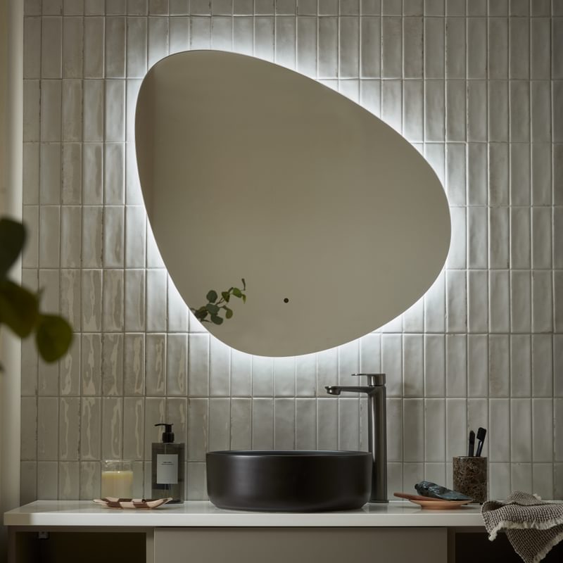 Pure Pebble Mirror Front on Detail Lifestyle Pure Pebble Mirror Front on Detail Lifestyle