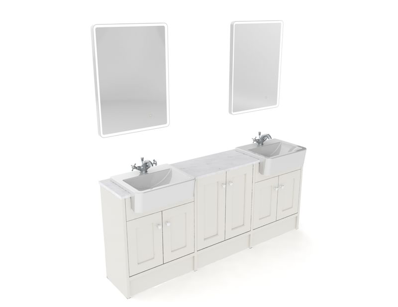Run 2 Frame 2 x 600mm Mirrors Clifton Taps Linen White Run 2 Frame 2 x 600mm Mirrors Clifton Taps Linen White
