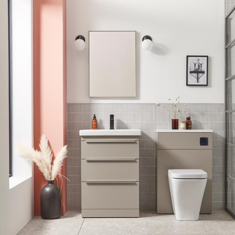 Type 600mm stone grey 3 drawer unit drawer BTW square flush button Type 600mm stone grey 3 drawer unit drawer BTW square flush button