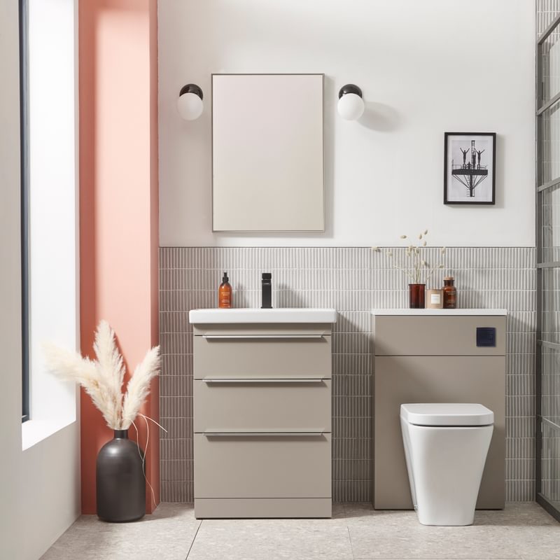 Type 600mm stone grey 3 drawer unit drawer BTW square flush button Type 600mm stone grey 3 drawer unit drawer BTW square flush button
