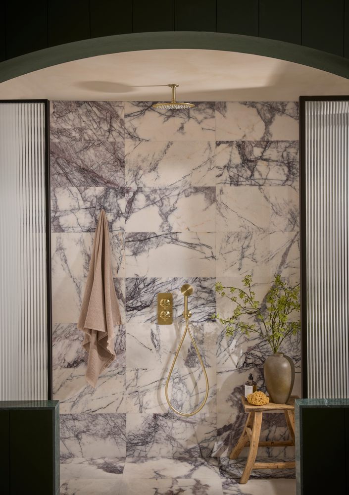Walcot CONC Shower Brass Lifestyle slide image Walcot CONC Shower Brass Lifestyle slide image