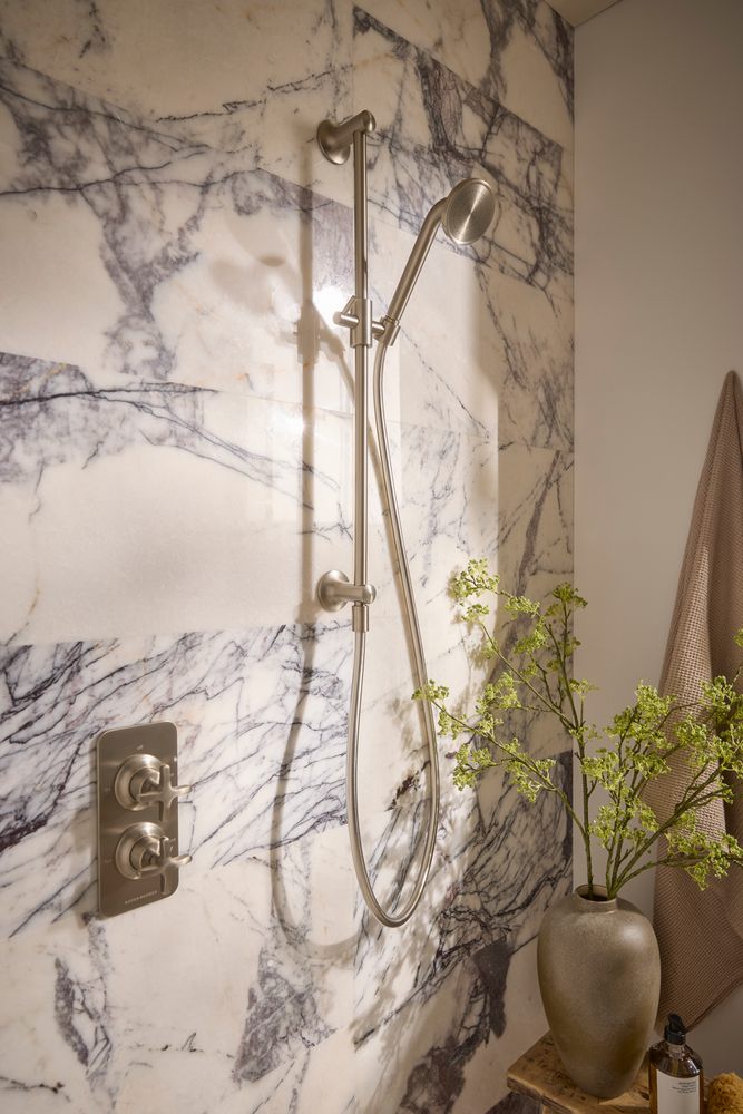 Walcot CONC Shower Nickel Lifestyle 2 slide image Walcot CONC Shower Nickel Lifestyle 2 slide image
