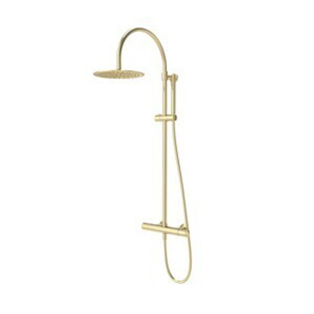 Walcot Dual Function Bar Shower System with Riser Kit Overhead Shower Brushed Brass 1102696 Walcot Dual Function Bar Shower System with Riser Kit Overhead Shower Brushed Brass 1102696