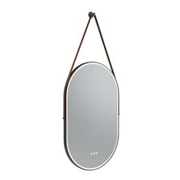 Walcot Pill 500 x 800 Mirror with Brown Strap Black 1102729 Walcot Pill 500 x 800 Mirror with Brown Strap Black 1102729