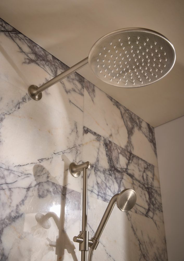 Walcot Shower Head Nickel Detail slide image Walcot Shower Head Nickel Detail slide image