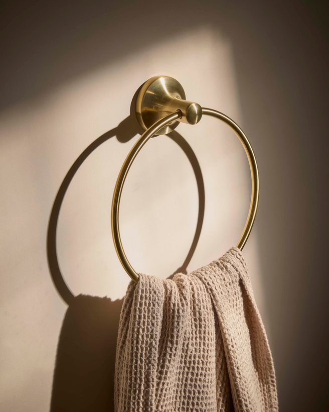 Walcot Towel Ring with Towel Brushed Brass Walcot Towel Ring with Towel Brushed Brass
