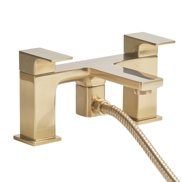 Metric Deck Mounted Bath Shower Mixer Brushed Brass - T394204