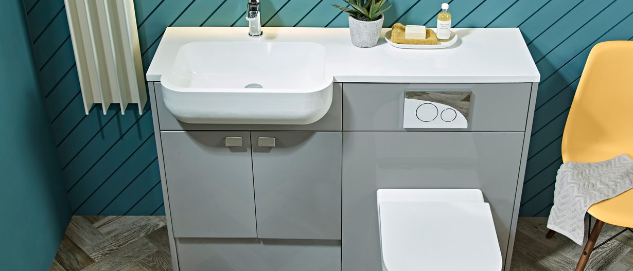 Calm Gloss Light Grey isocast basin detail