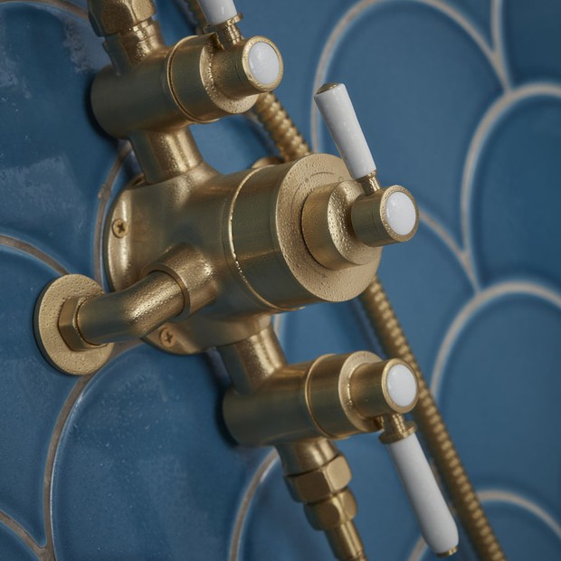 Halcyon Exposed Brushed Brass Valve Detail