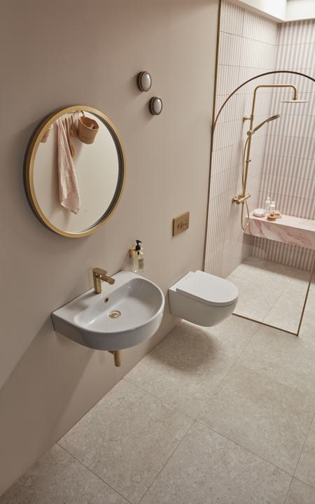 Get the Look: A Pretty Pink Wet Room with Ca' Pietra Get the Look: A Pretty Pink Wet Room with Ca' Pietra