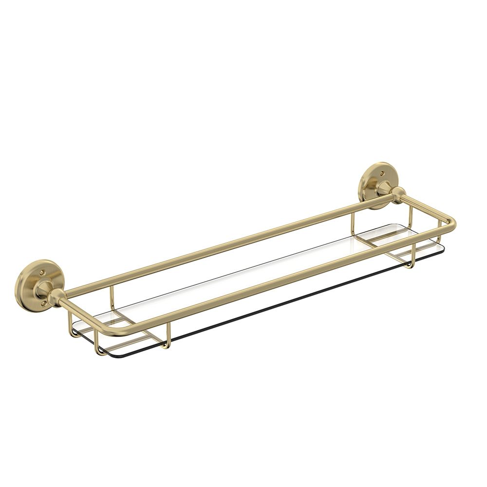 4912 04 Avening Glass Shelf Brushed Brass slide image 4912 04 Avening Glass Shelf Brushed Brass slide image