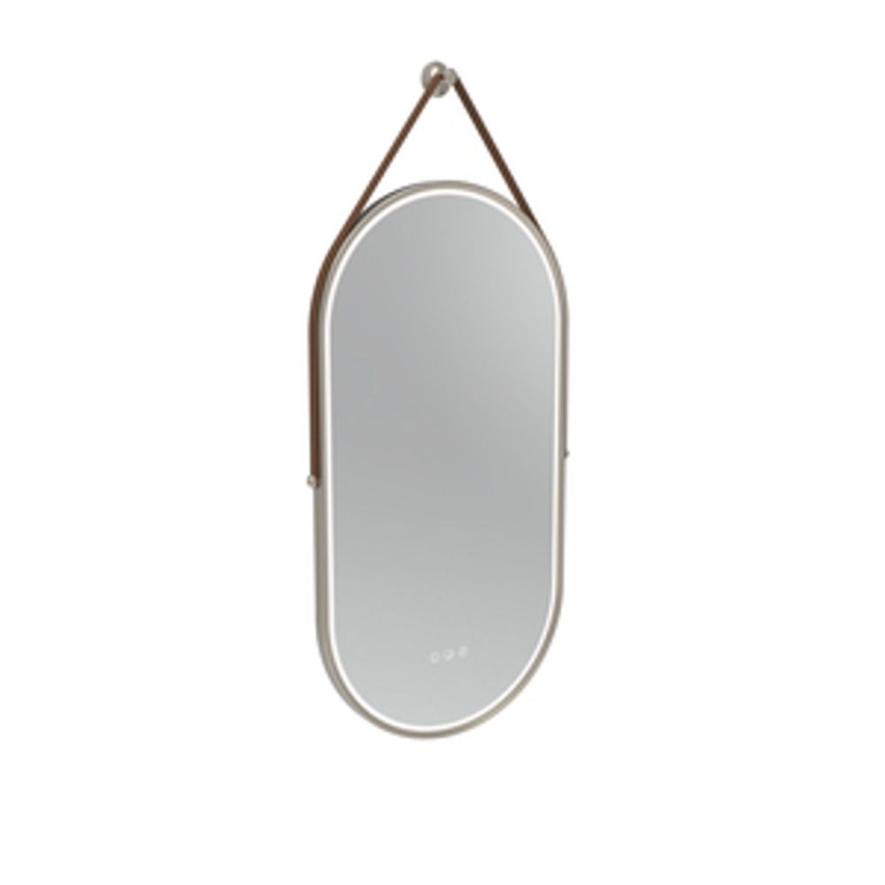 Alderbury 400 Pill Illuminated Mirror Nickel W Strap Br 1136328 slide image Alderbury 400 Pill Illuminated Mirror Nickel W Strap Br 1136328 slide image