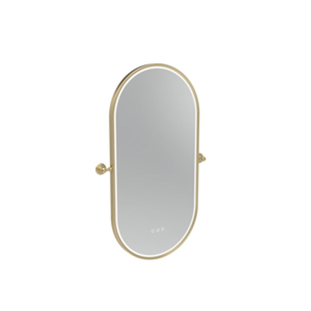 Alderbury 400 Pill Illuminated Mirror Brass W Brackets 1136429 slide image Alderbury 400 Pill Illuminated Mirror Brass W Brackets 1136429 slide image