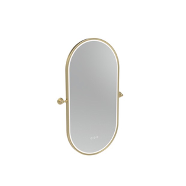 Alderbury 400 Pill Illuminated Mirror Brass W Brackets 1136429 Alderbury 400 Pill Illuminated Mirror Brass W Brackets 1136429