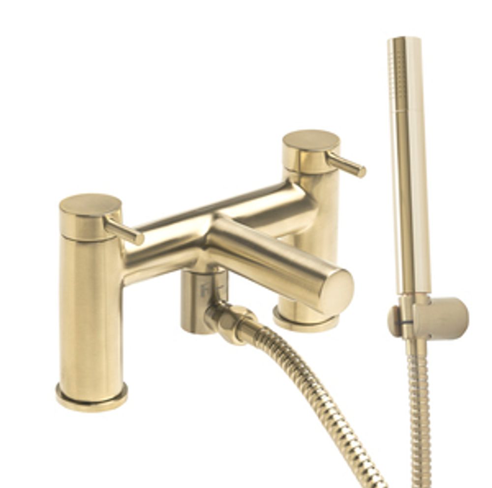 Anthem Deck Mounted Bath Shower Mixer Brushed Brass 1065380 slide image Anthem Deck Mounted Bath Shower Mixer Brushed Brass 1065380 slide image