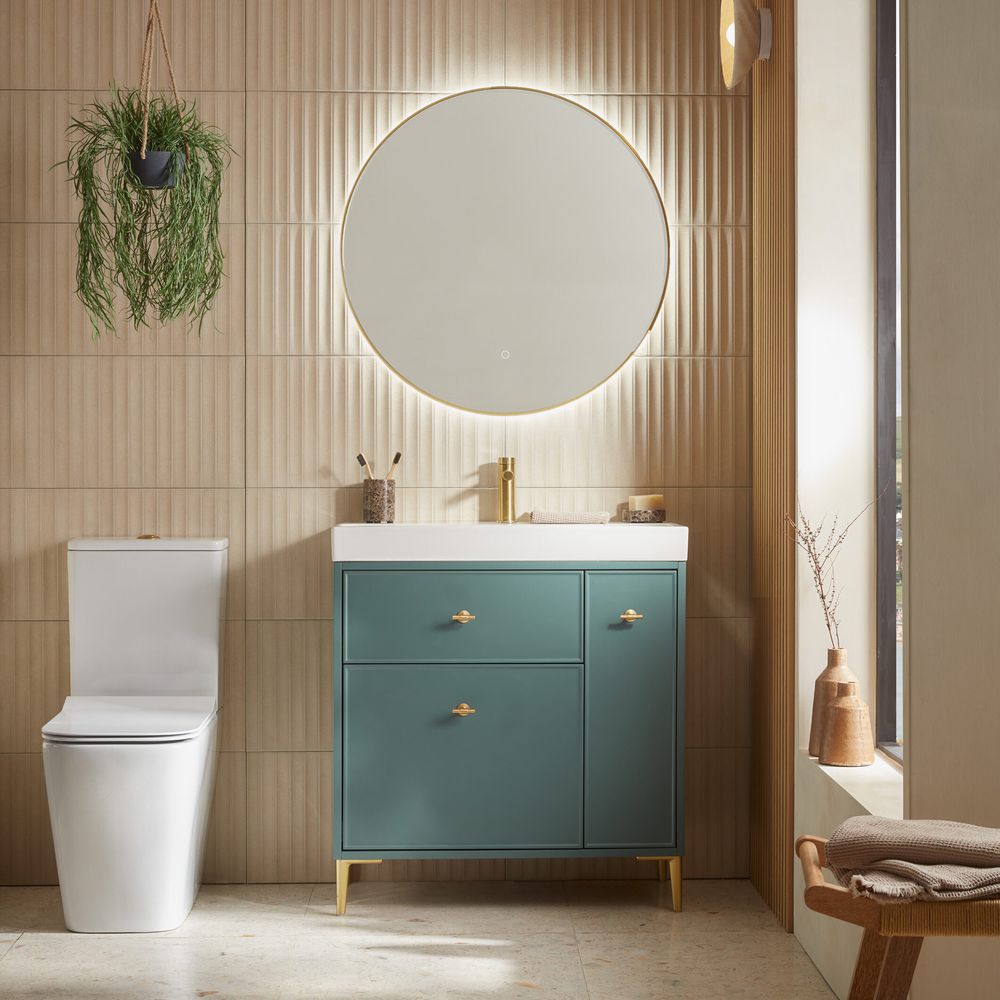 Arlington Viridian Green 800 Unit Brass Legs Front On Lifestyle slide image Arlington Viridian Green 800 Unit Brass Legs Front On Lifestyle slide image