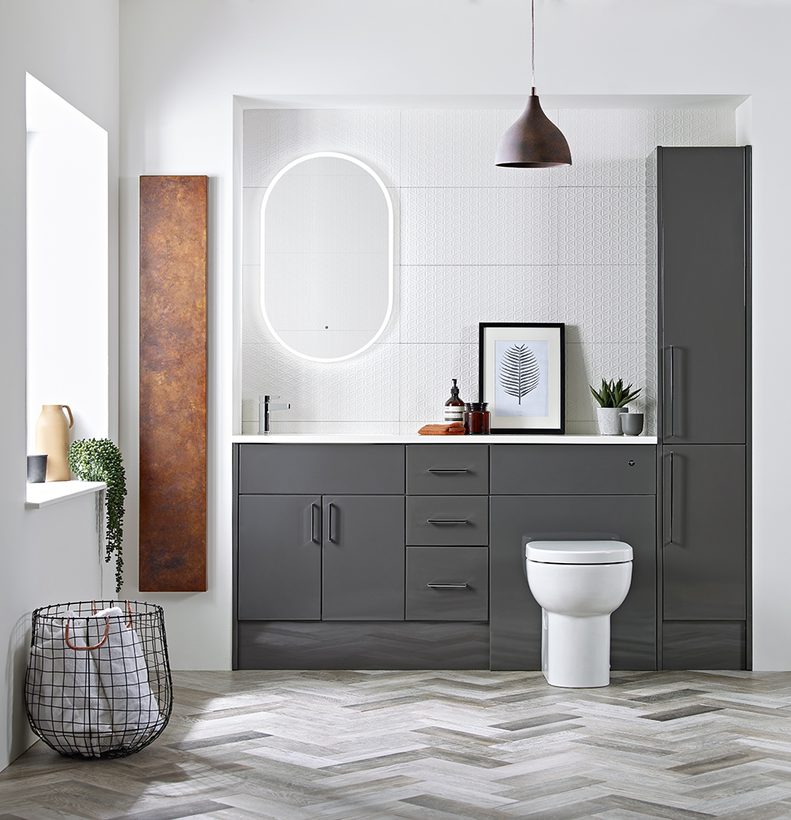 Aruba Gloss Dark Clay fitted run with full height cloumn lifestyle Aruba Gloss Dark Clay fitted run with full height cloumn lifestyle