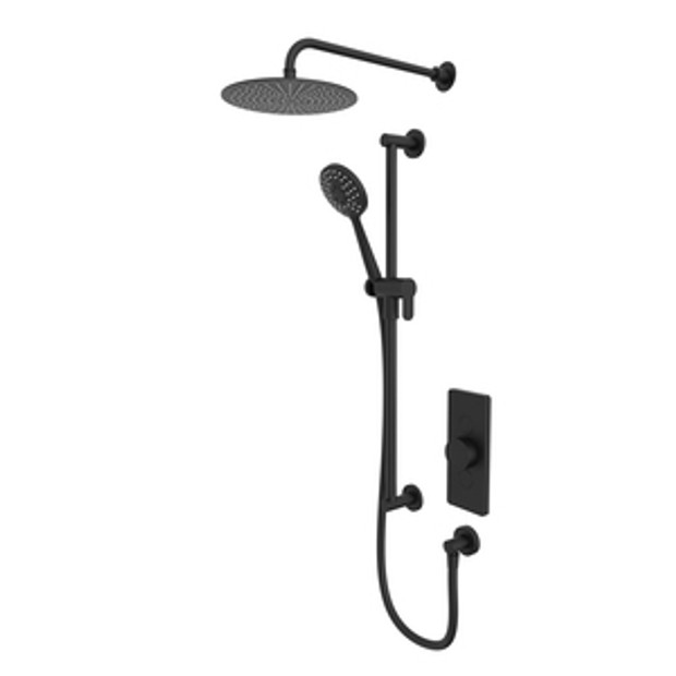 Axiom Dual Function Shower System With Riser Kit And Overhead Shower Matt Black 1065828 Axiom Dual Function Shower System With Riser Kit And Overhead Shower Matt Black 1065828