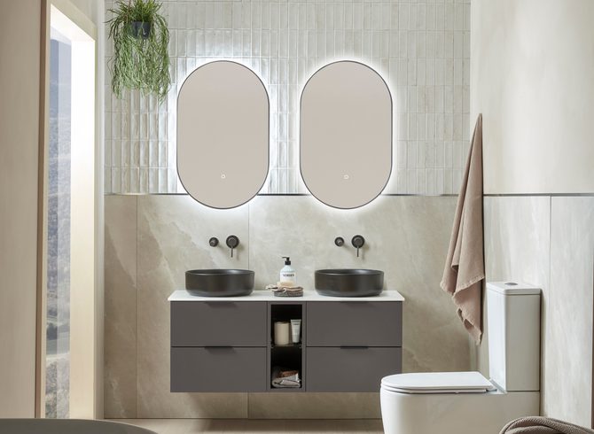 Cadence 1200 slab 2 x 500 units storm grey open storage front on 4990 Cadence 1200 slab 2 x 500 units storm grey open storage front on 4990