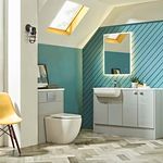 Calm in Gloss Light Grey with an integrated worktop and basin slide image Calm in Gloss Light Grey with an integrated worktop and basin slide image