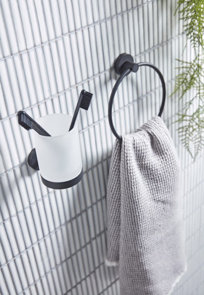Capital Black towel ring and toothbrush holder Lifestyle slide image