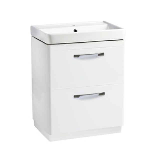Compass 600 Double Drawer Freestanding Vanity Unit Gloss White 1064385 Compass 600 Double Drawer Freestanding Vanity Unit Gloss White 1064385