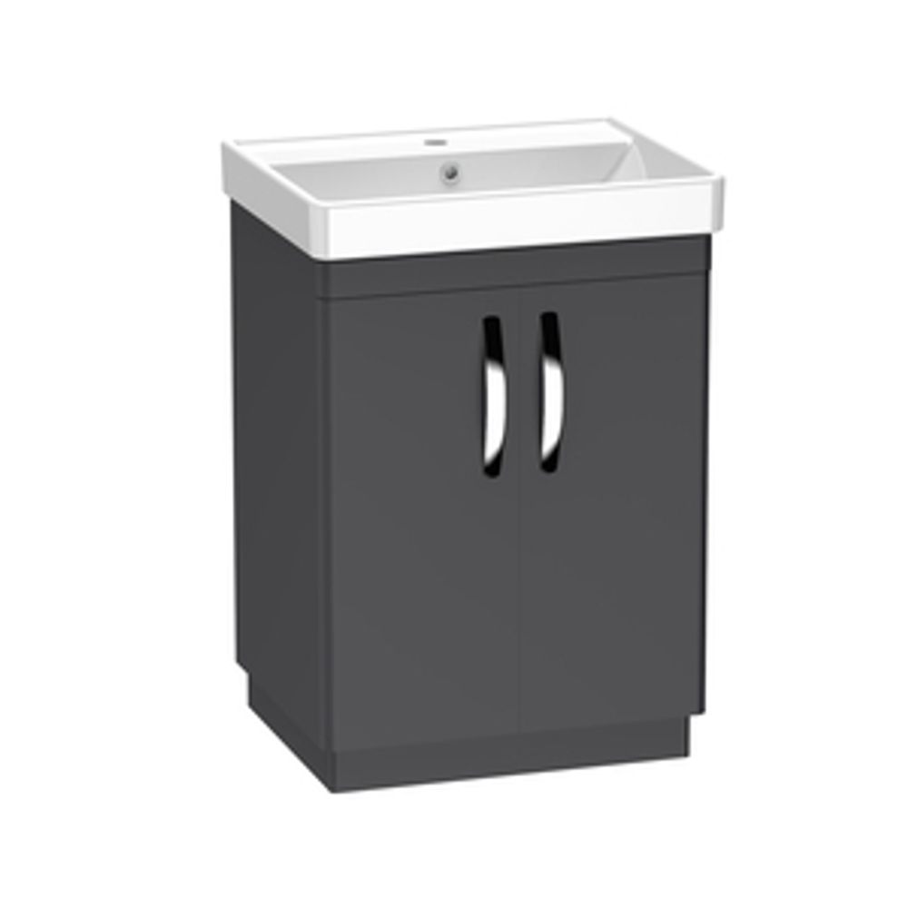 Compass 600 Freestanding Vanity Unit Matt Storm Grey 1065902 slide image Compass 600 Freestanding Vanity Unit Matt Storm Grey 1065902 slide image