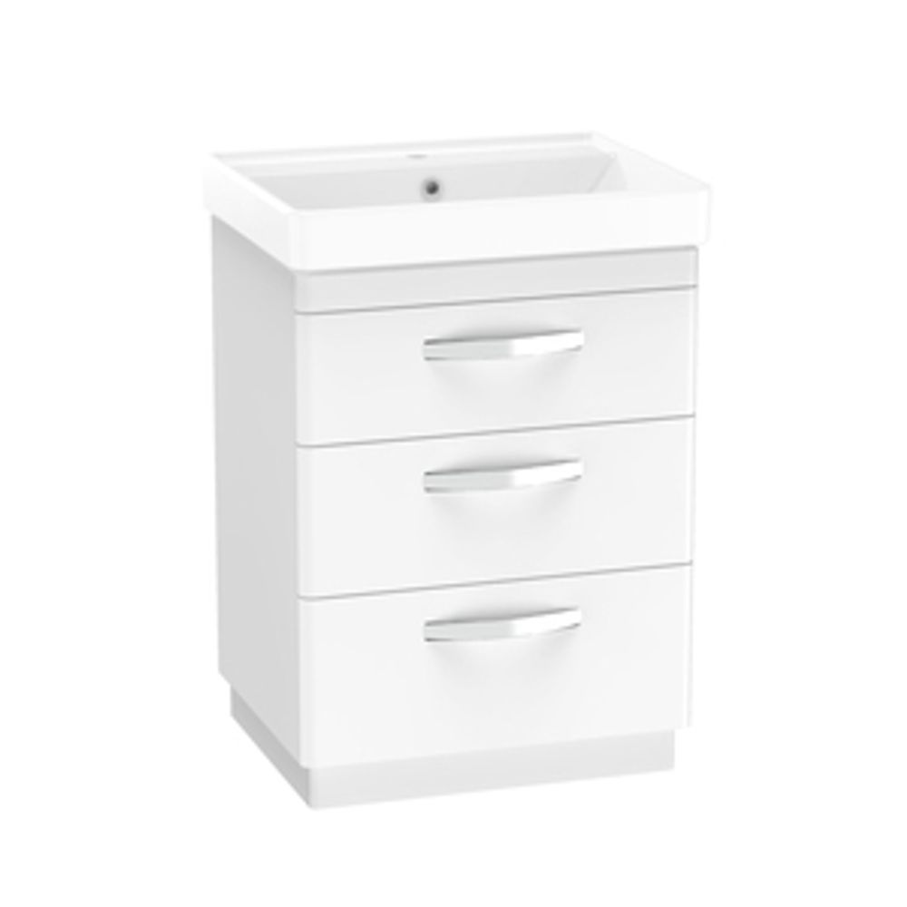 Compass 600 Three Drawer Vanity Unit Gloss White 1065660 slide image Compass 600 Three Drawer Vanity Unit Gloss White 1065660 slide image