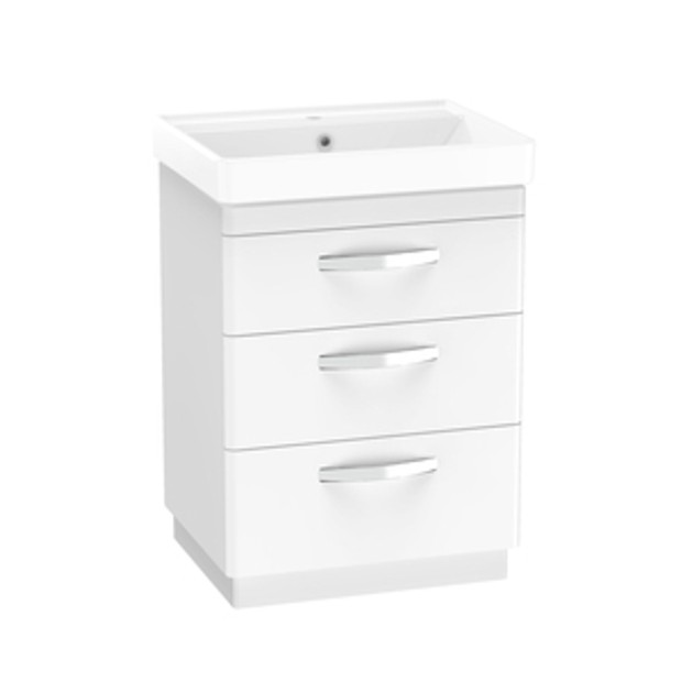 Compass 600 Three Drawer Vanity Unit Gloss White 1065660 Compass 600 Three Drawer Vanity Unit Gloss White 1065660