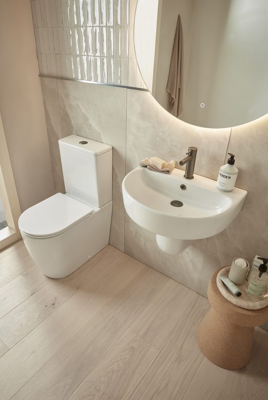 Compass Round CC Fully Enclosed WC with Semi Ped Basin Lifestyle Compass Round CC Fully Enclosed WC with Semi Ped Basin Lifestyle