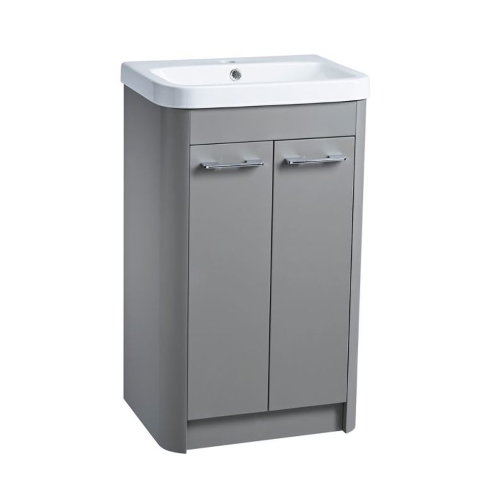 Contour 500mm freestanding basin stone grey CN5480 ST slide image Contour 500mm freestanding basin stone grey CN5480 ST slide image