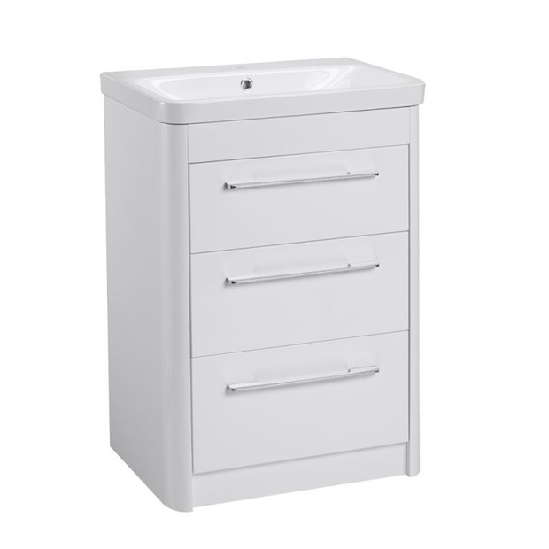 Contour 600 freestanding unit 3 drawers Gloss White CN6016 W Contour 600 freestanding unit 3 drawers Gloss White CN6016 W