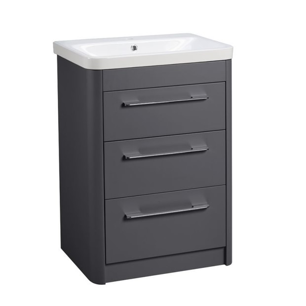 Contour 600 freestanding unit 3 drawers Stone grey CN6016 G Contour 600 freestanding unit 3 drawers Stone grey CN6016 G