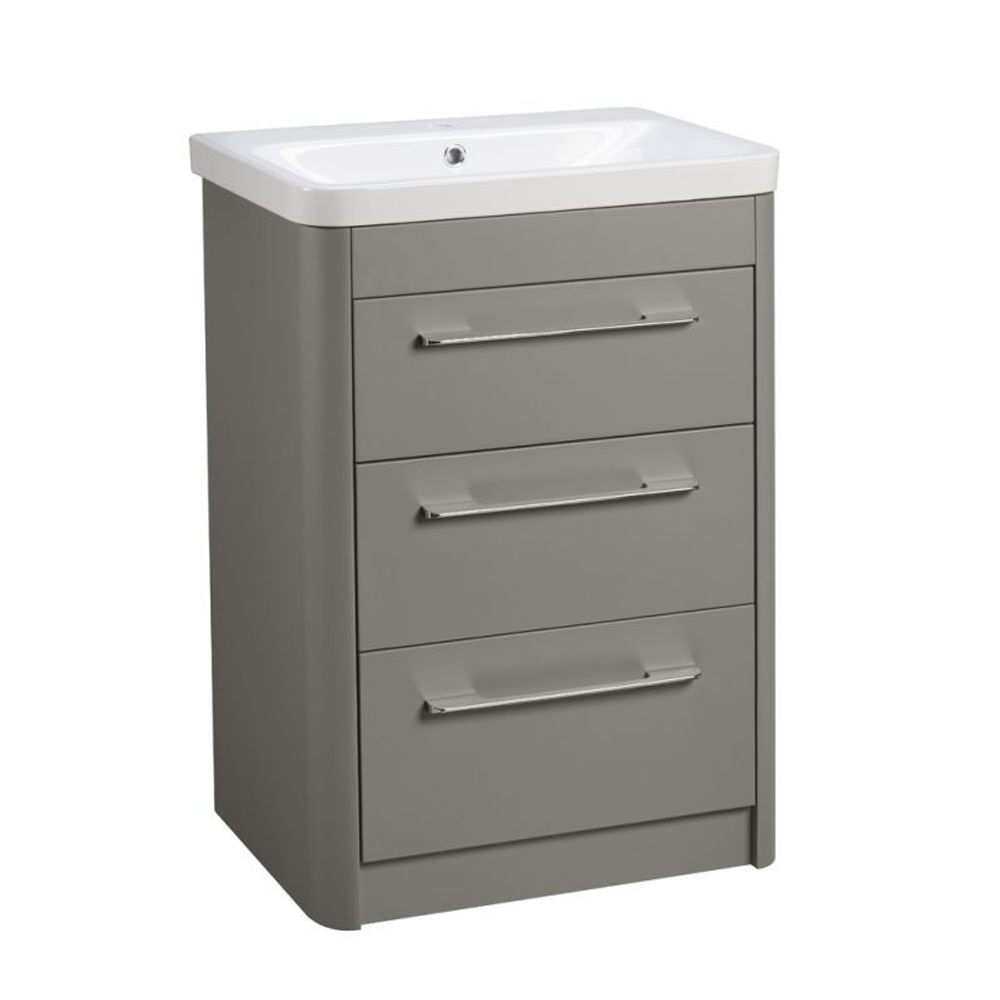 Contour 600 freestanding unit 3 drawers Stone grey CN6016 ST slide image