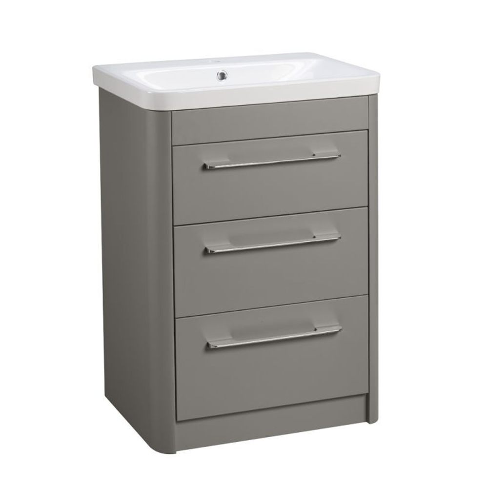 Contour 600 freestanding unit 3 drawers Stone grey CN6016 ST slide image Contour 600 freestanding unit 3 drawers Stone grey CN6016 ST slide image