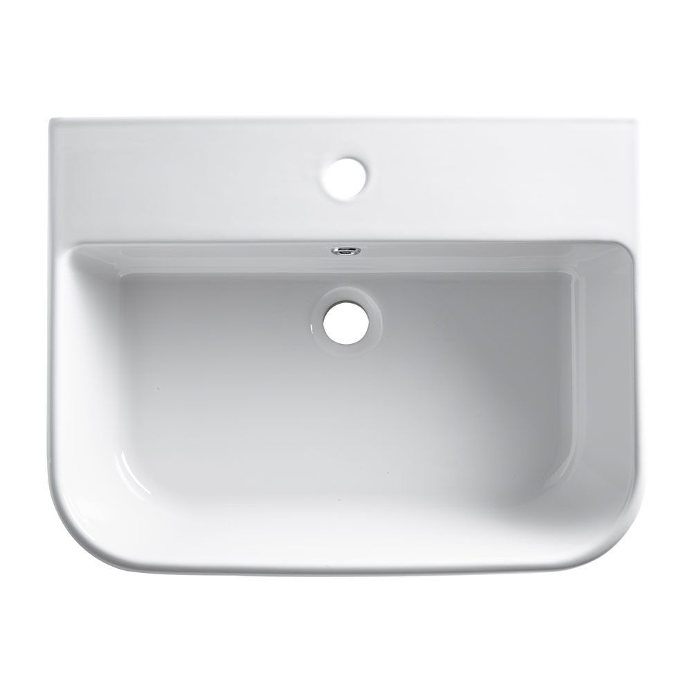 u shape ceramic single tap hole bathroom sink slide image