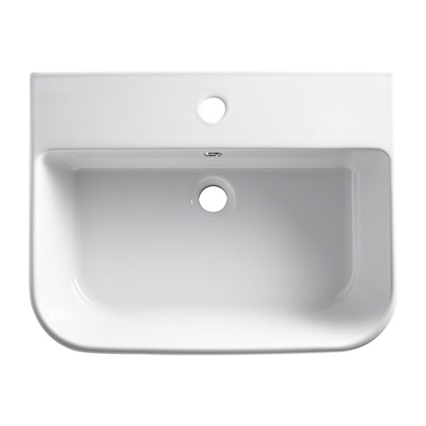 u shape ceramic single tap hole bathroom sink