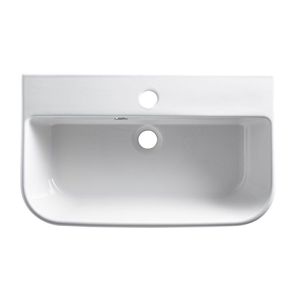 u shape ceramic bathroom sink with a single tap hole slide image